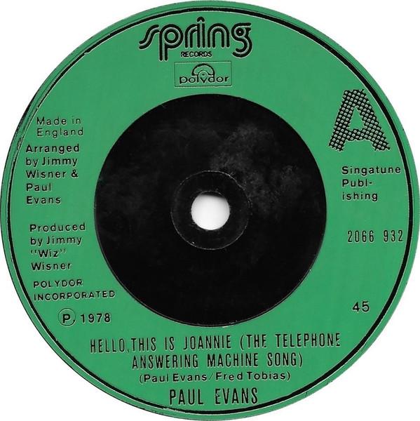 Paul Evans - Hello, This Is Joannie (The Telephone Answering Machine Song)